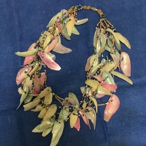 Vintage 70s Bohemian Shell & Bead Necklace